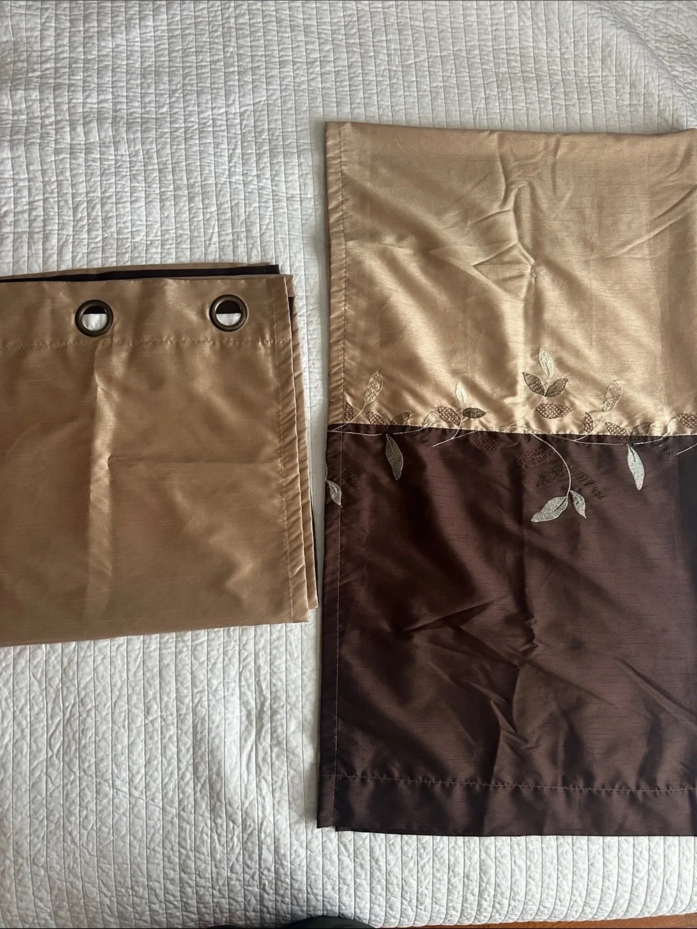 Set of 4 Elegant Embroidered Faux Silk Grommet Curtain Panels (50